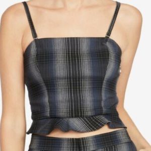 Rachel Roy Lexis Plaid Strapless Crop corset Top NWT US SIZE 12 with straps $79
